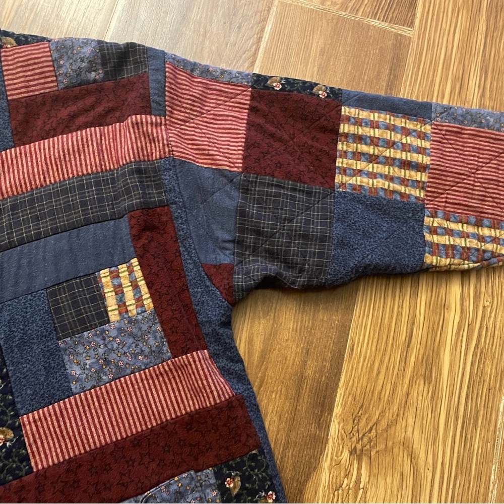 Handmade Quilt Jacket Womens XL Patchwork Button Up Boho Festival Folk Art - Picture 3 of 6